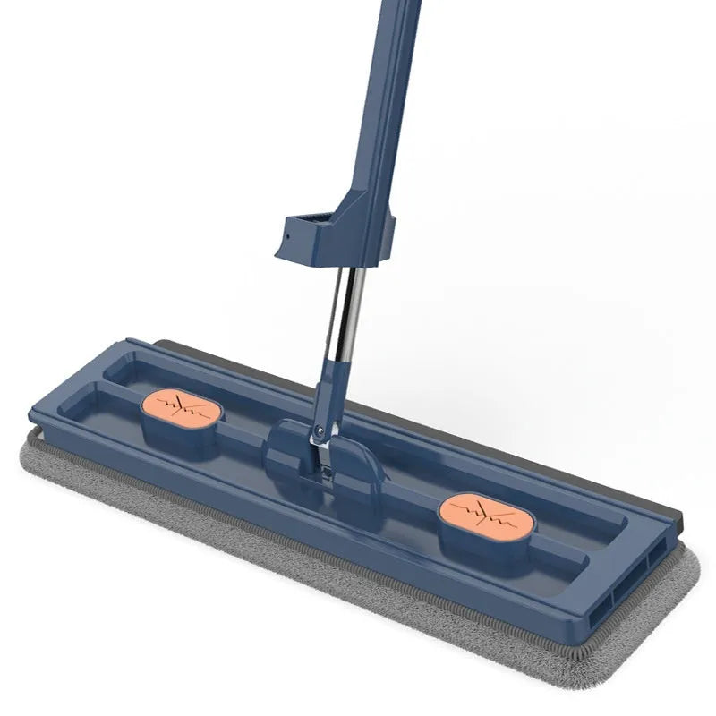 Large flat mop with rotating head and stainless steel handle for floor cleaning