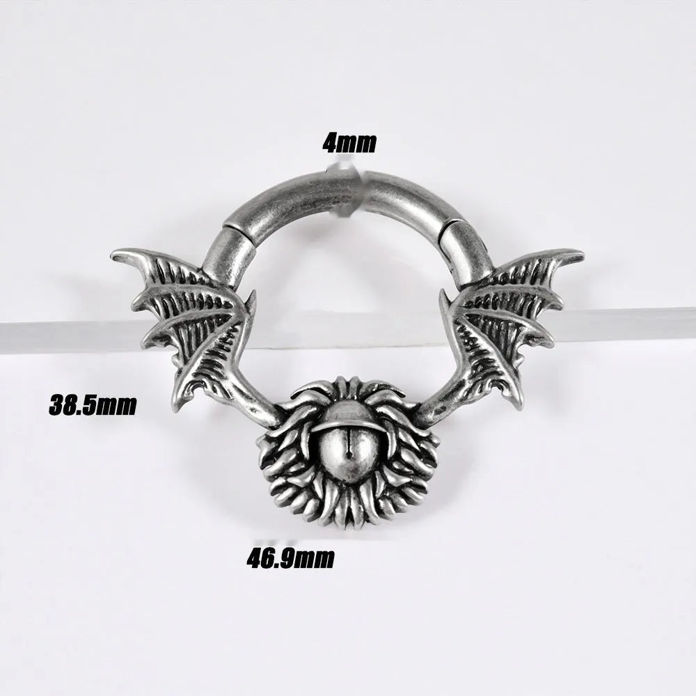 Copper magnetic ear extender jewellery with geometric sharp cone design on ear