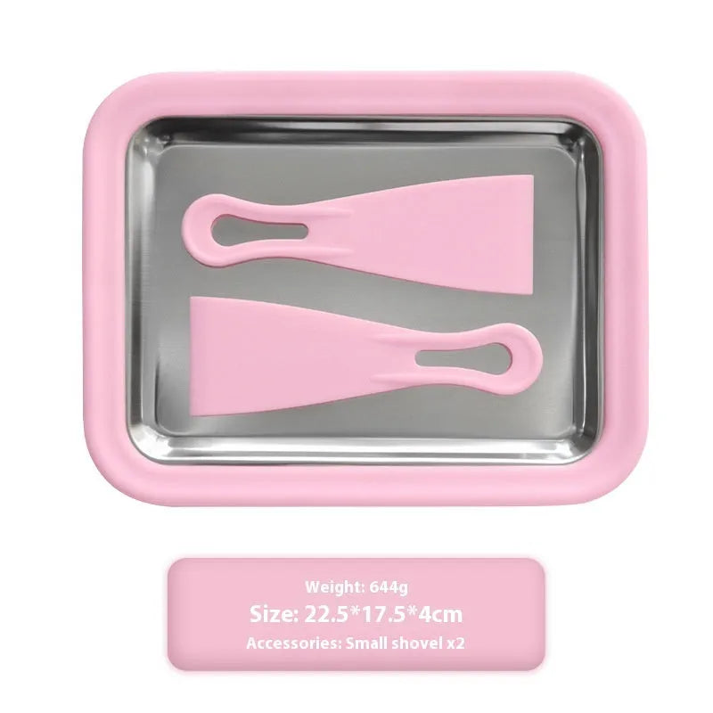 Manual DIY fried yogurt machine in green, pink, rose red, or white colour measuring 22.5cm by 17.5cm