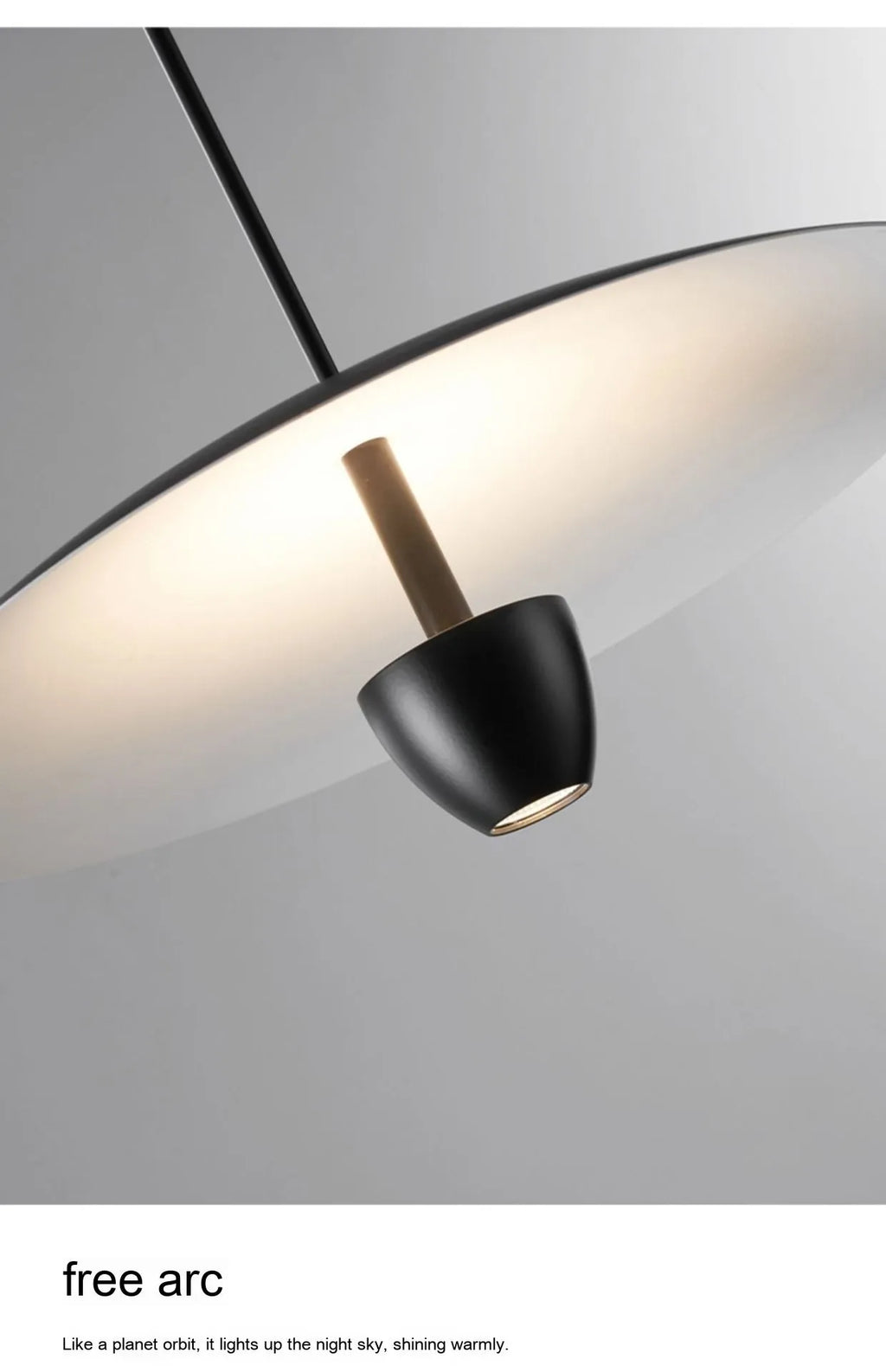 Black modern minimalist Nordic chandelier with warm light illumination