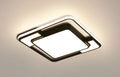 White square LED ceiling lamp with iron frame and PVC hardware.