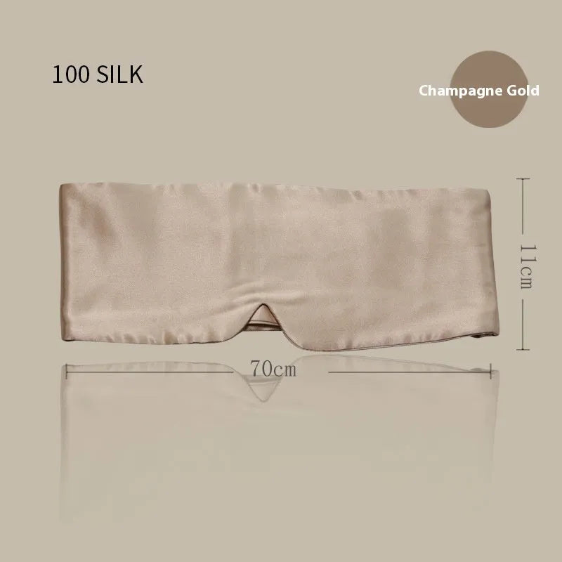 Mulberry silk sleep eye mask shown in champagne gold colour option for light blocking