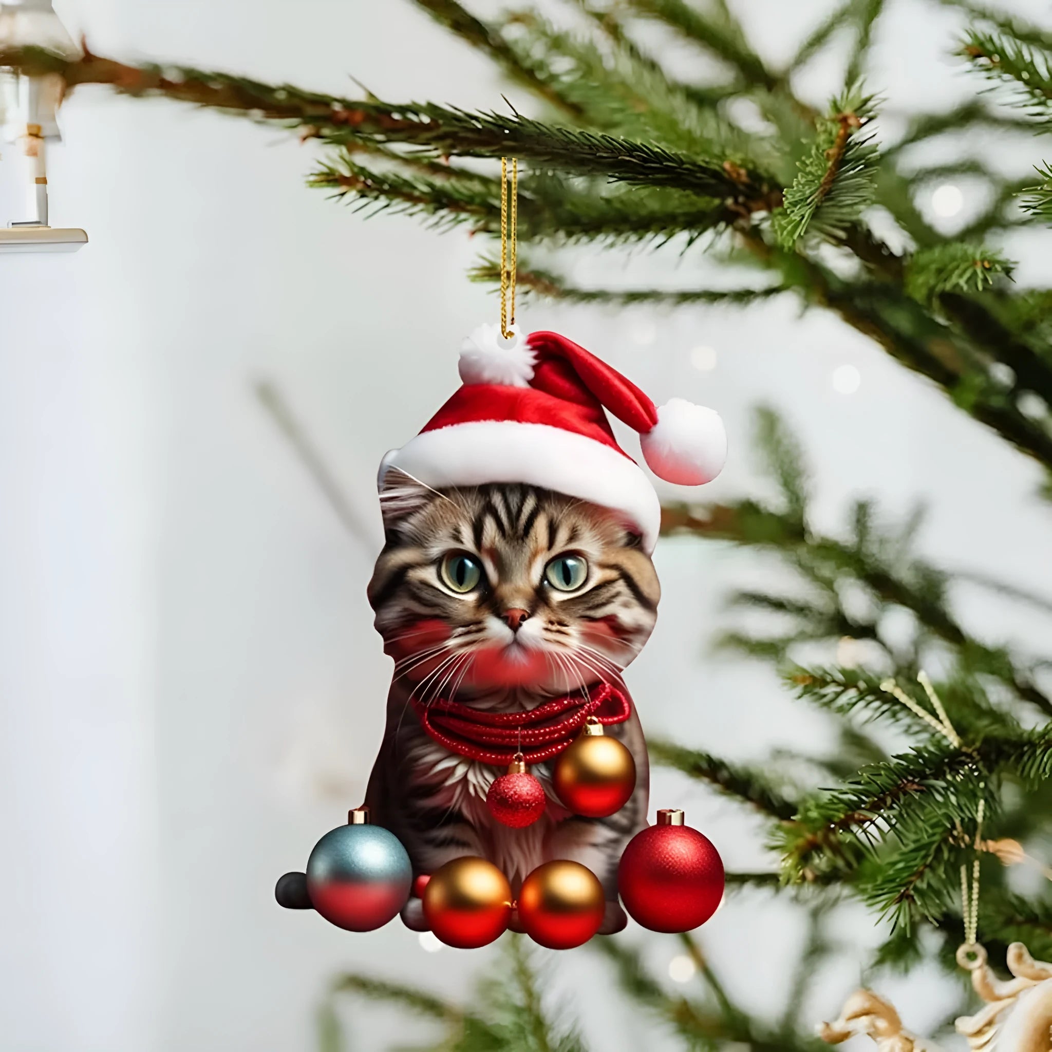 Christmas kitty cat acrylic car hanging ornament for interior decoration