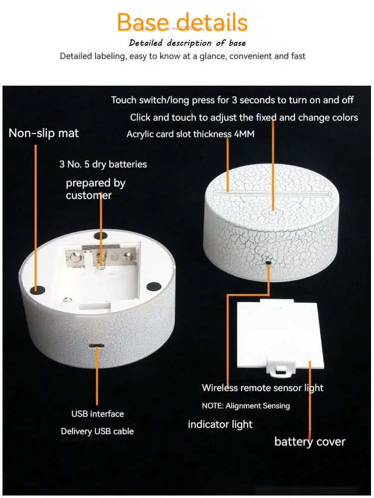 White heart-shaped acrylic table lamp with touch control base on a wooden surface