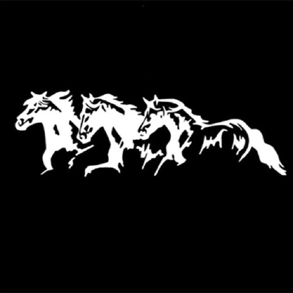 Galloping horse design car sticker decal measuring 25cm by 8cm in four colour options