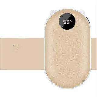 Rechargeable mini hand warmer power bank two-in-one device with digital display in compact portable design