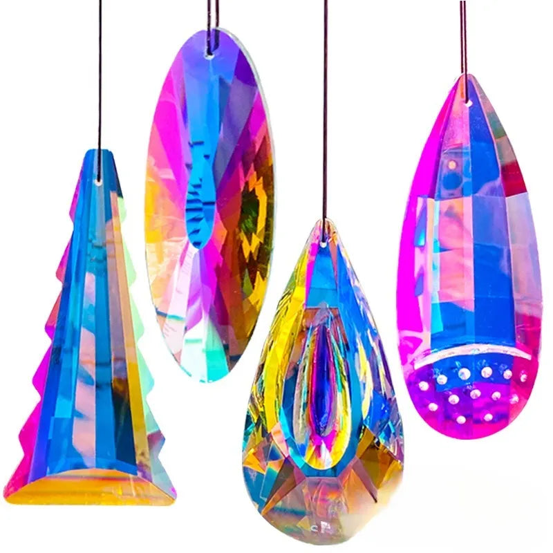 Rainbow electroplated crystal pendant Christmas tree decoration catching light
