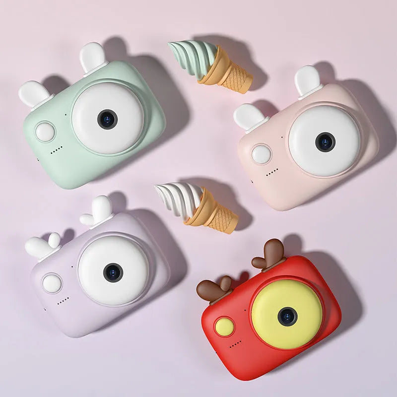 A2 Kids Photo Camera Macaron Mini SLR Body with 2.4 inch screen and dual lenses in green pink purple or red