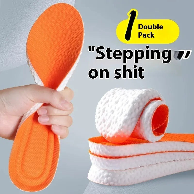 A pair of soft grey PU foam sports insoles with a trimmable edge design on a white background.