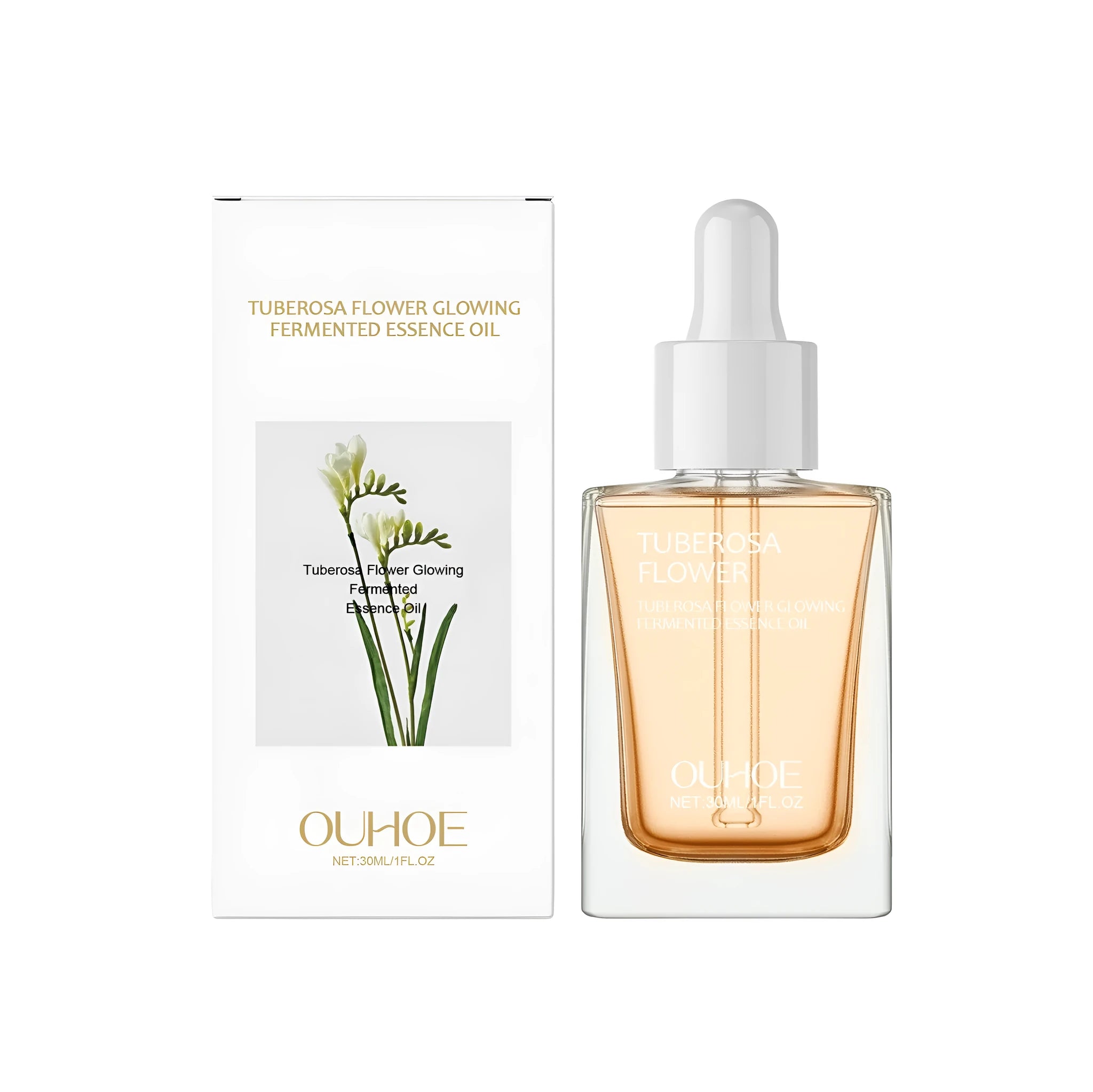 30ml bottle of firming and brightening facial oil with vitamin E and tuberose extract