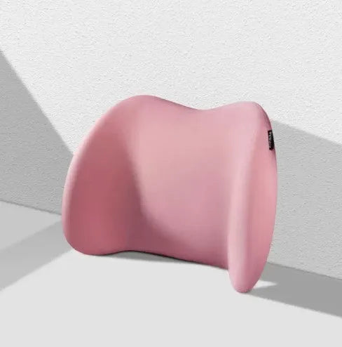 Memory cotton car headrest and back cushion set in black, green, grey, or pink colours.