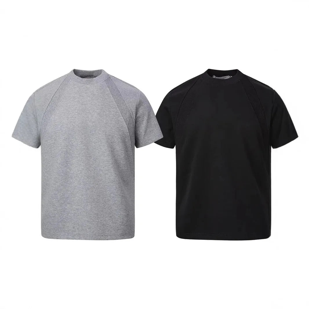 Women's loose fit short sleeve top with air layer stitching detail in polyester fabric