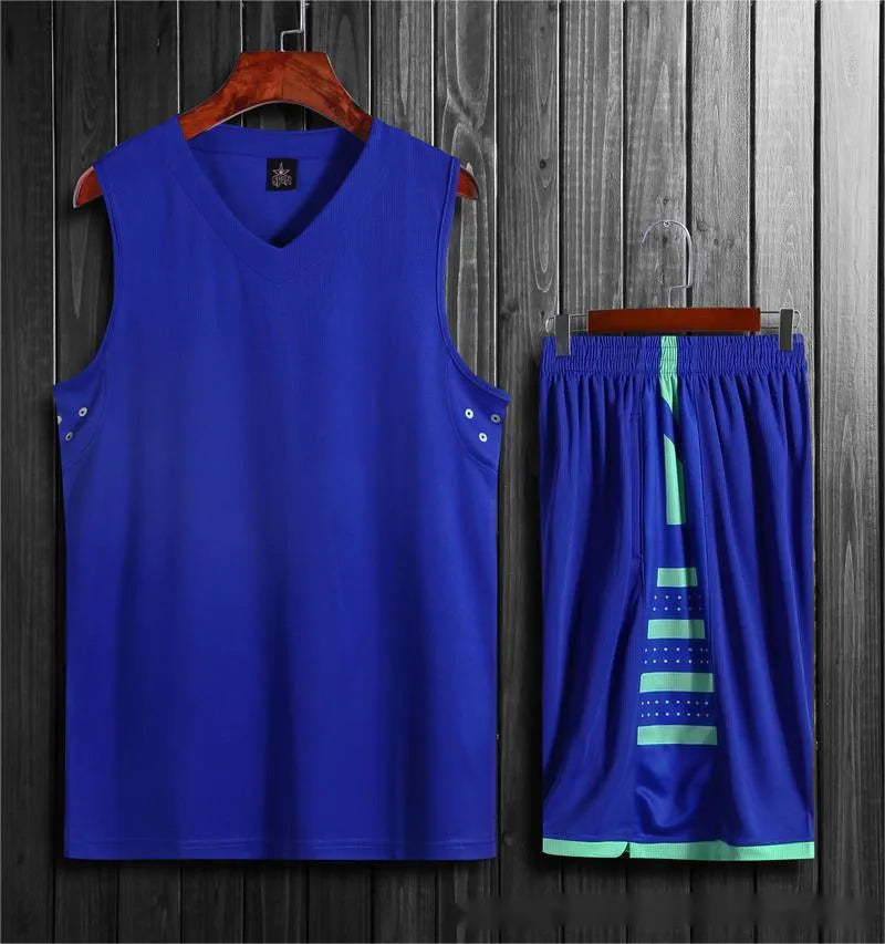 White breathable sports vest and shorts set for basketball and fitness training