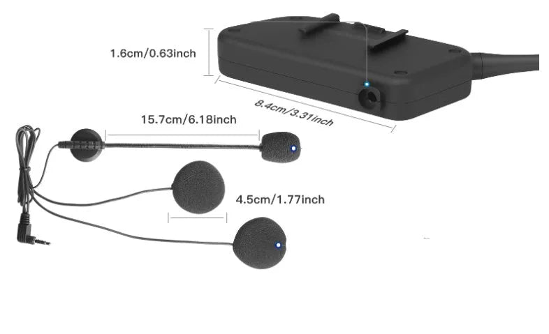 V6 Pro motorcycle helmet Bluetooth intercom unit with headphones and mounting kit