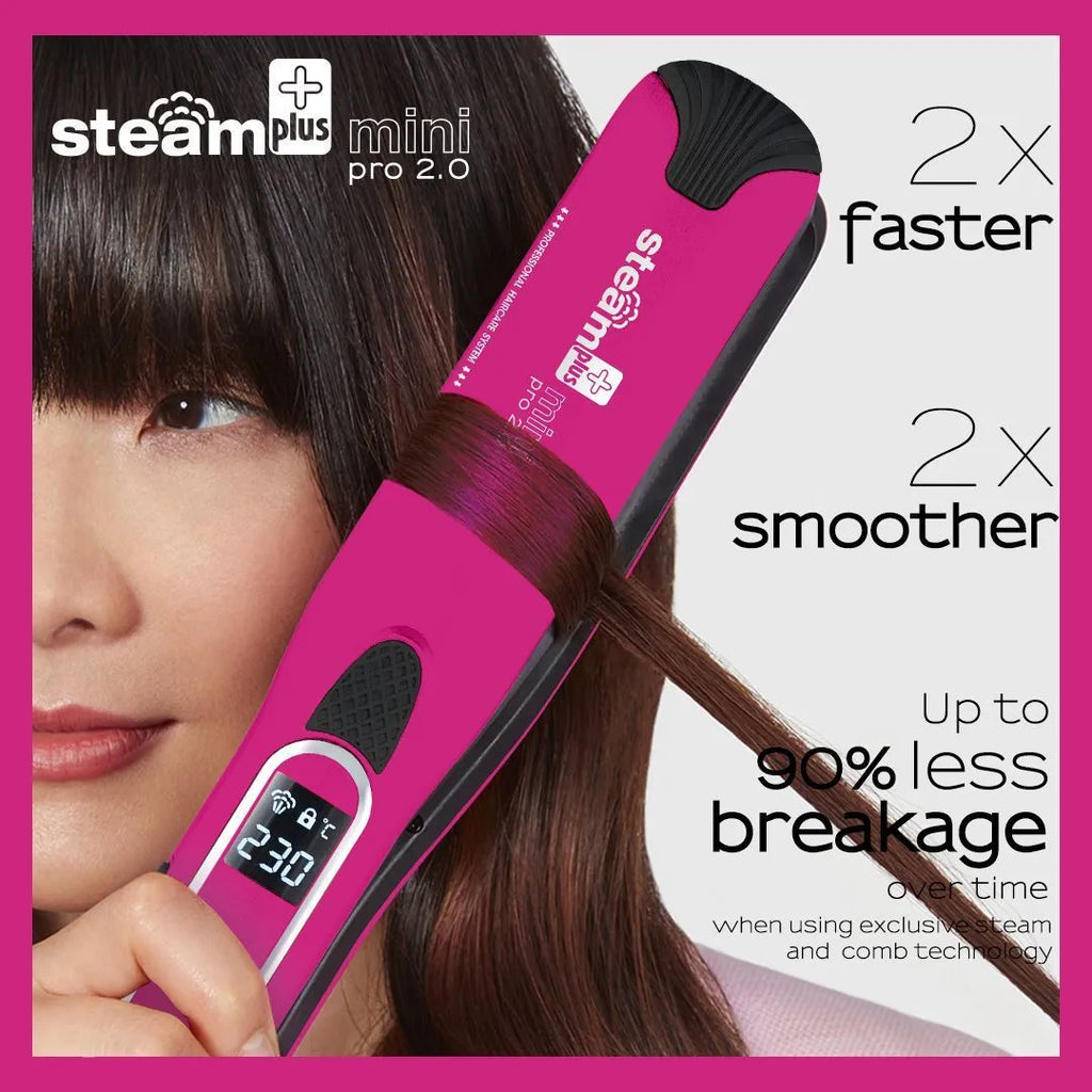 Mini steam splint spray hair straightener in three colour options for curling and straightening styles