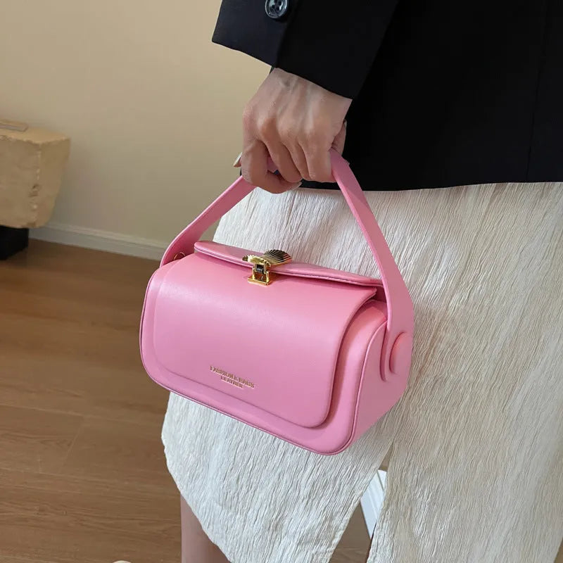 Women's personalised PU shoulder messenger bag with letter stitching in beige colour option