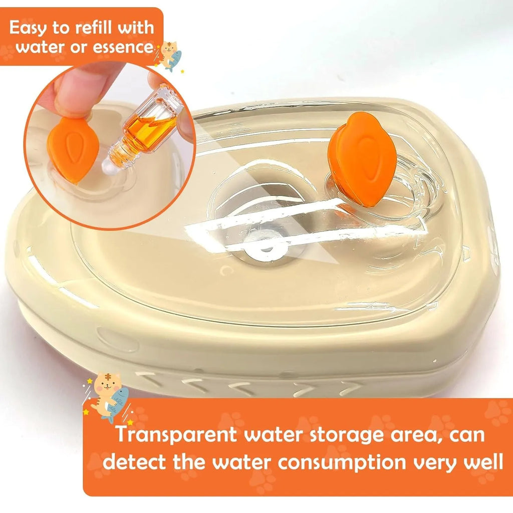 Yellow 4-in-1 cat steam brush with vibration massage and ringworm detection for pet grooming