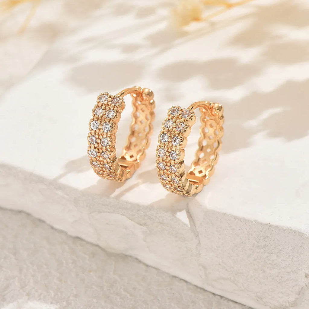 Women's geometry pattern copper ear studs with dot and ring design in European American style