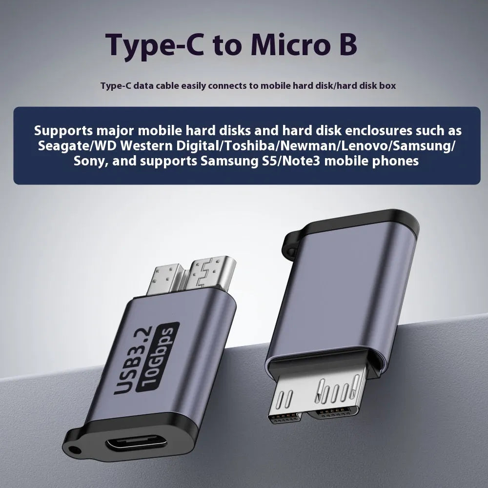 Set of four Micro B to USB and Type-C adapter converters for data transfer and charging.