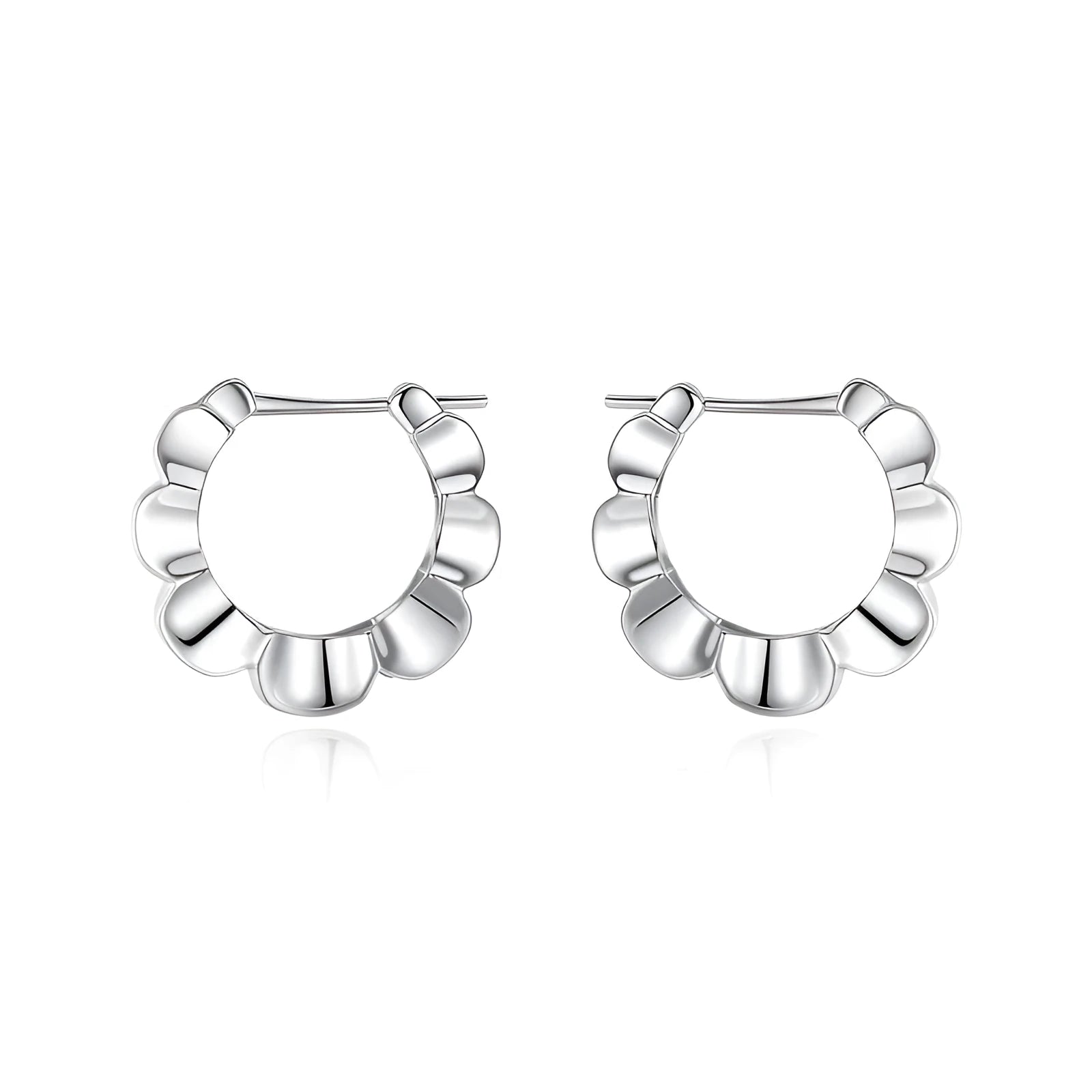 Sterling silver geometric earrings with circular elements and retro design