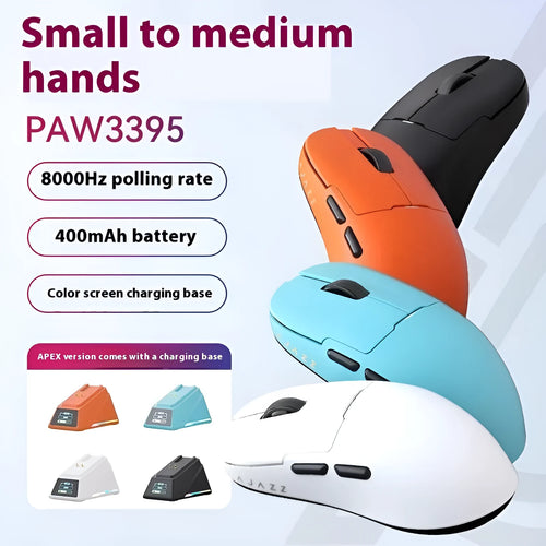 AJ159 three-mode gaming mouse in various colours with compact ergonomic design