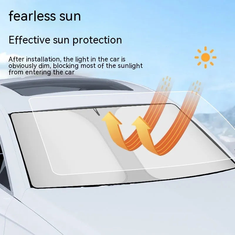 Double ring car front shield sun protection in titanium silver NC fabric