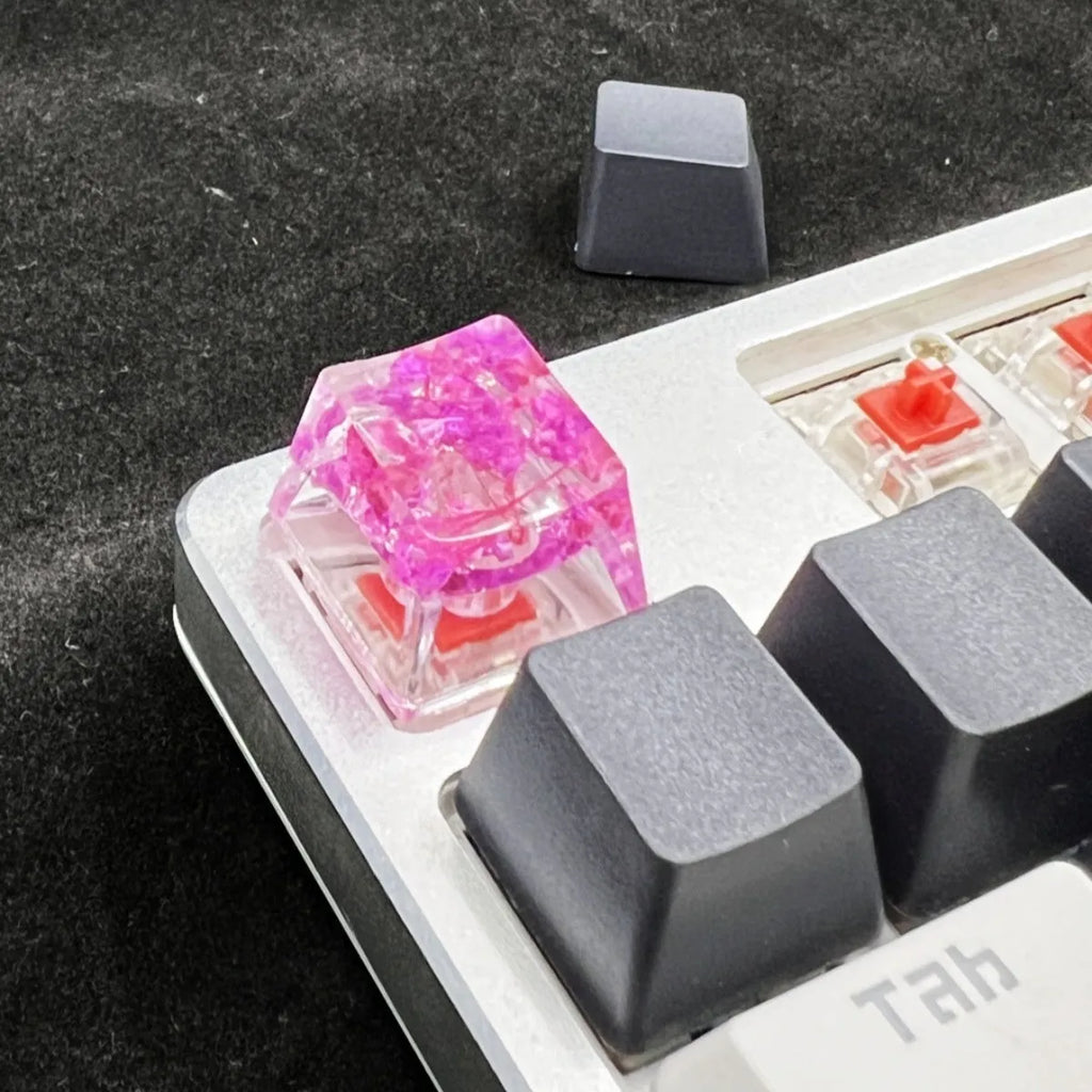High transparency starry sky design resin keycap for mechanical keyboards in green colour