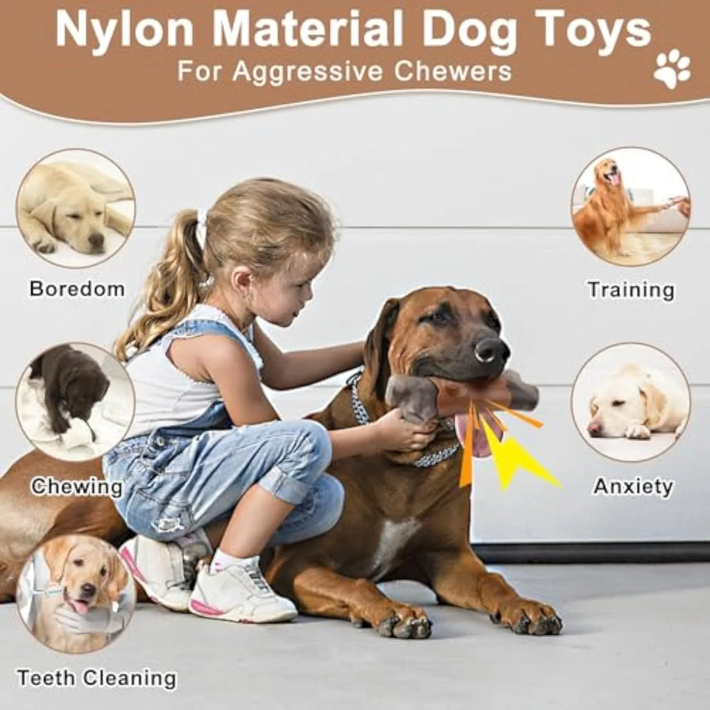 Branch-shaped nylon dog chew toy with bacon flavouring for large breed aggressive chewers