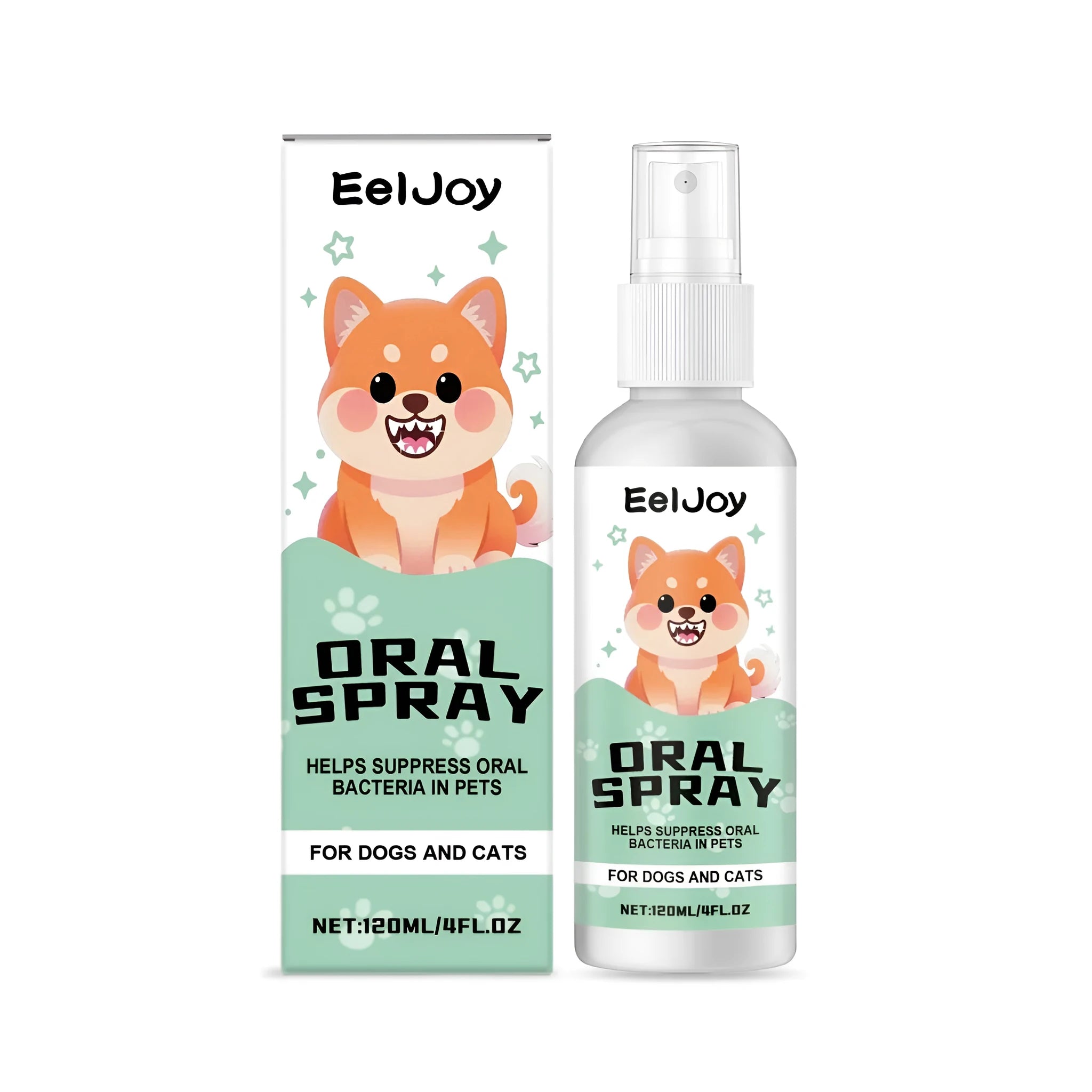 120ml bottle of pet oral spray with chlorhexidine and mint for dogs and cats