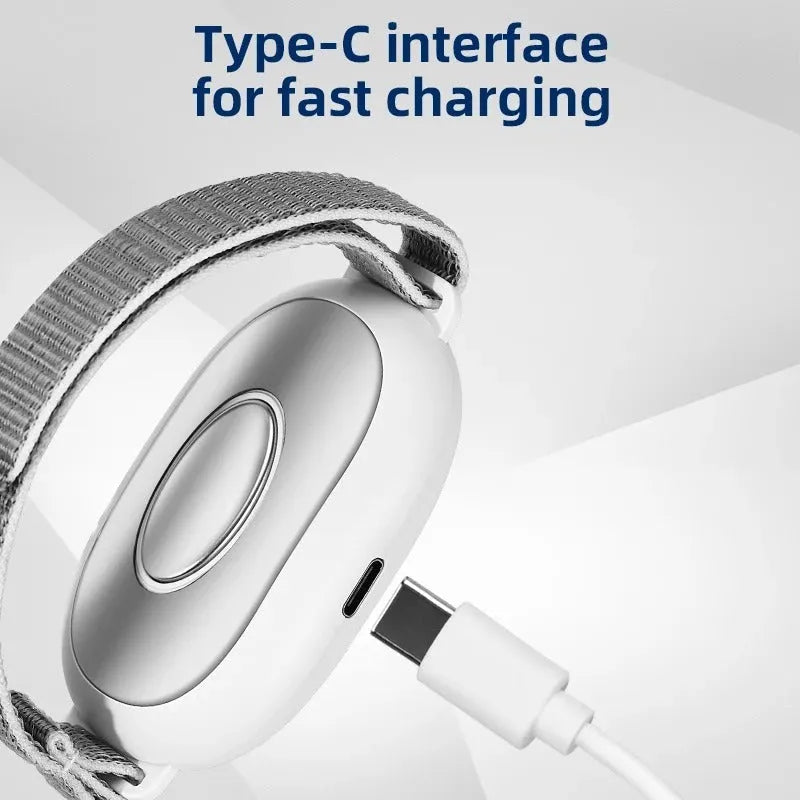 White handheld insomnia relief device with adjustable control and USB charging port