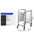 Six-layer stainless steel baking tray rack with locking mechanism for 40x60cm commercial trays