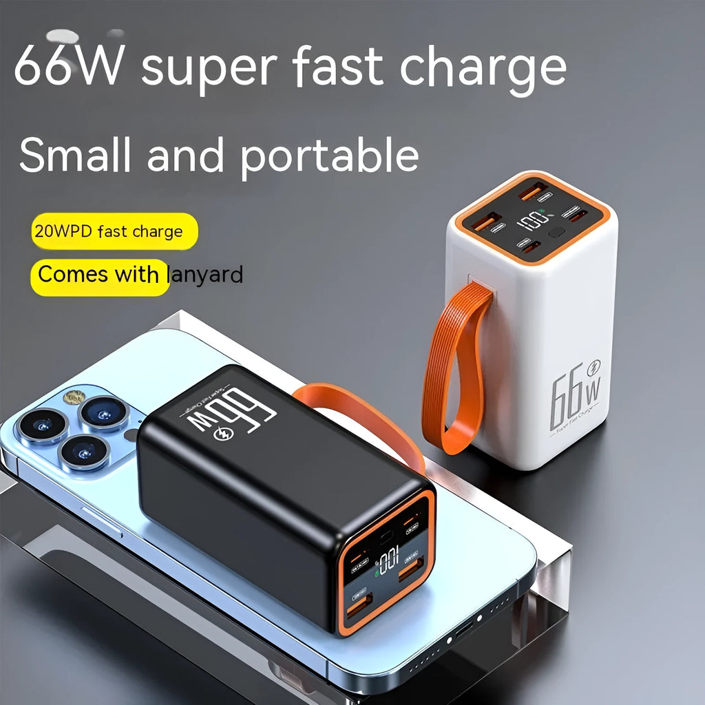 Black and white 20000mAh fast charge power bank with creative design