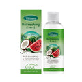 100ml pet 2-in-1 shampoo bottle with watermelon and coconut extracts measuring 3.8cm by 12.8cm