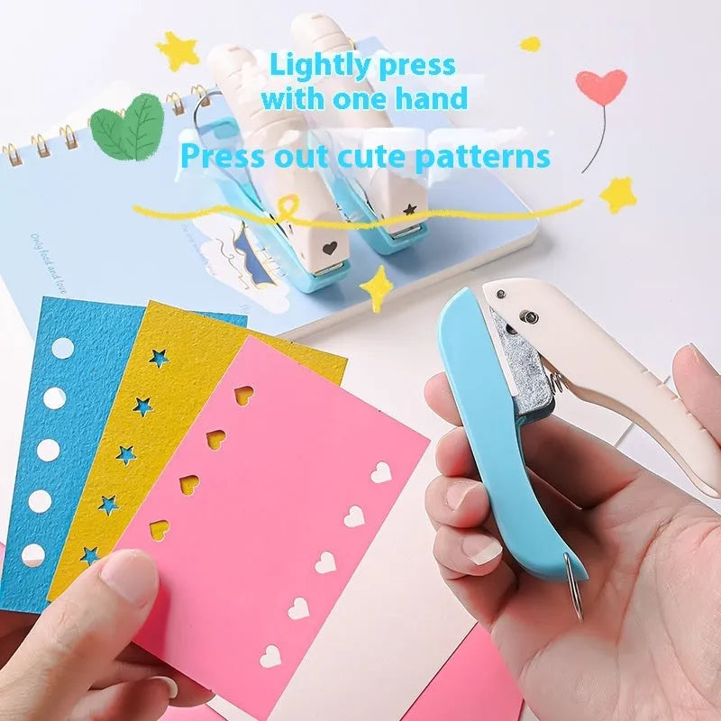Small manual embossing punching machine with love, star, and circle pattern dies