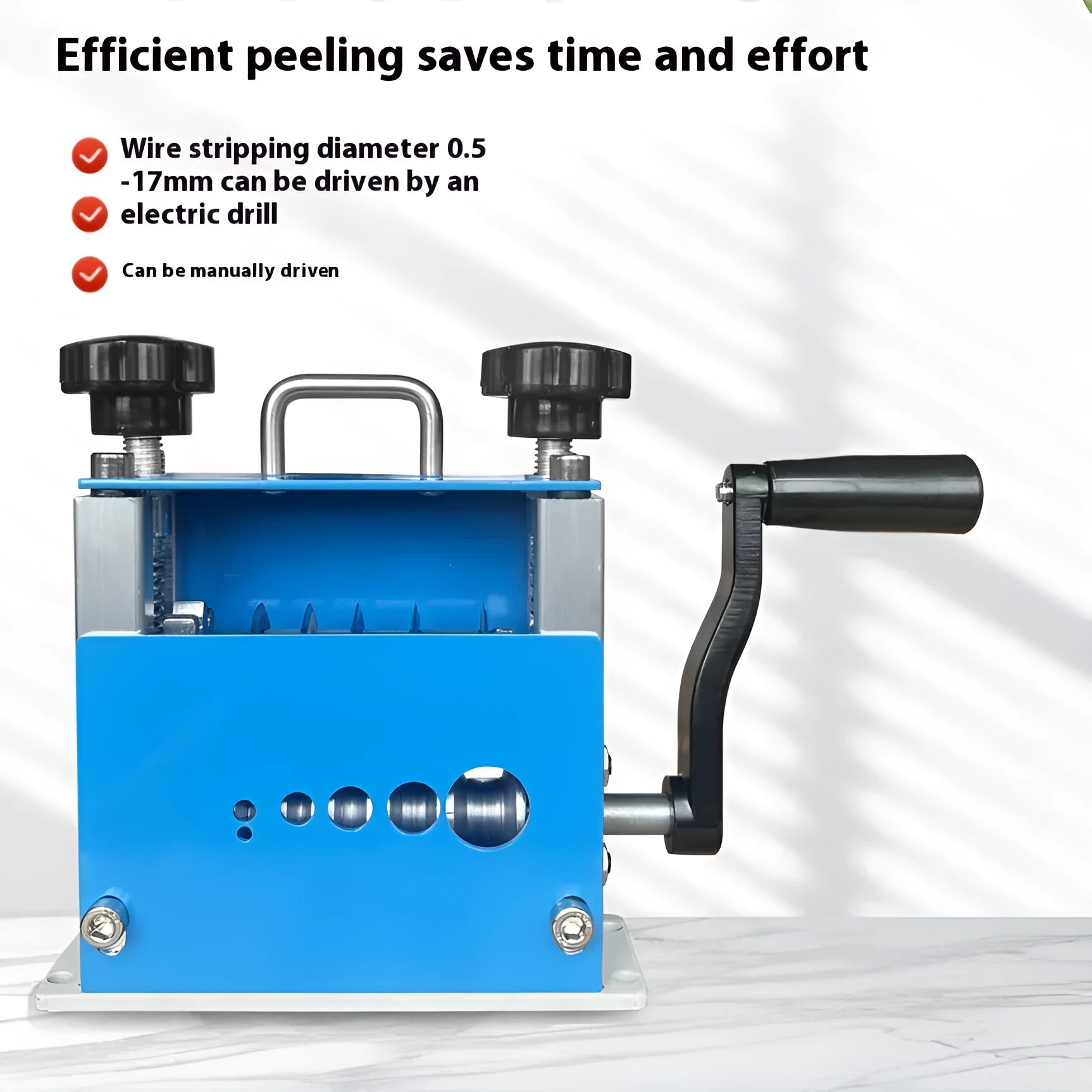 SD-017 manual wire stripping machine showing adjustable mechanism for 0.5-17mm wires