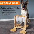 Natural wood colour interactive dog puzzle toy snack dispenser feeder on floor