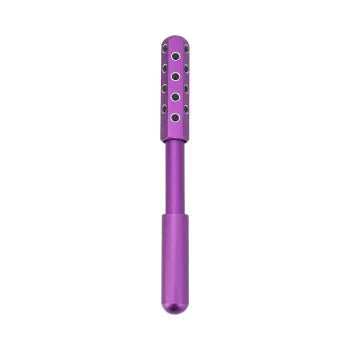 Germanium particles roller massage instrument with purple stainless steel handle for facial care