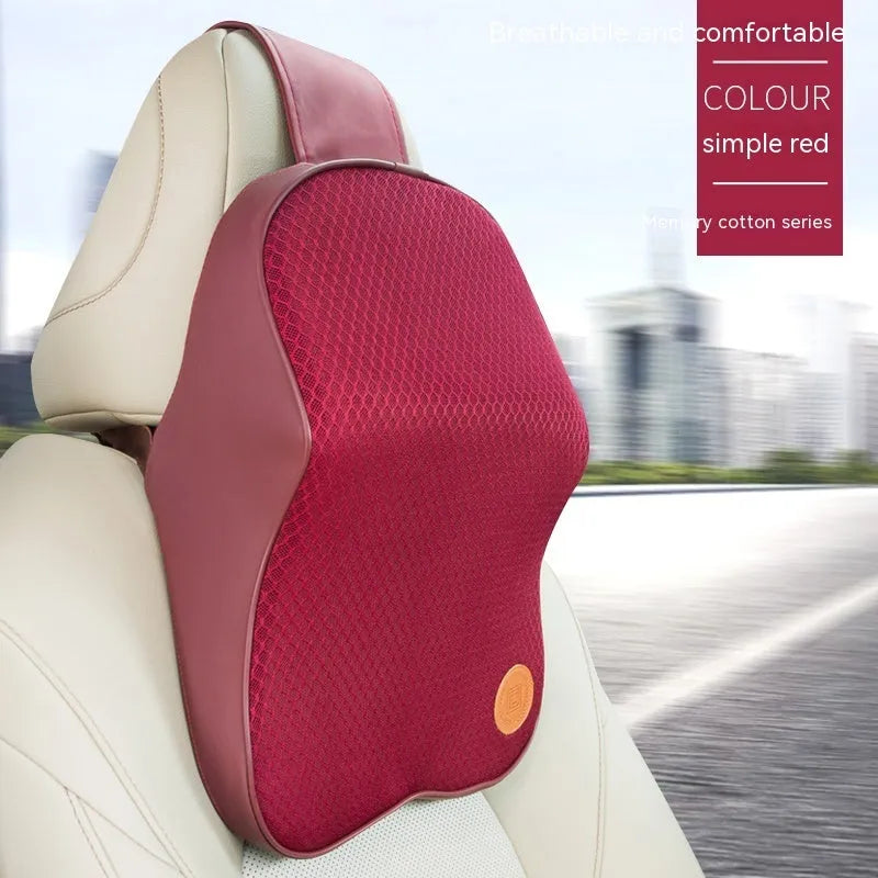 Memory foam car headrest pillow and lumbar support set in black colour option