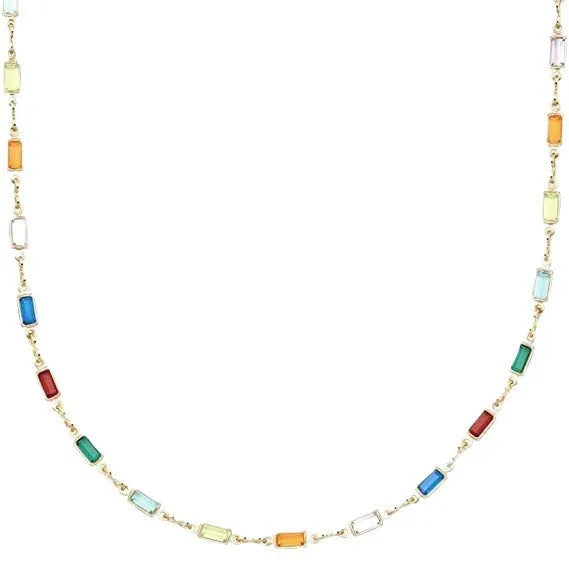 Geometric crystal pendant necklace on an adjustable alloy chain for women.
