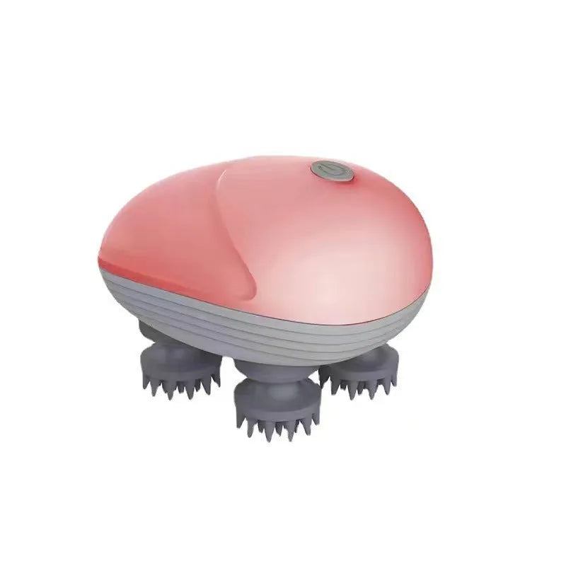Blue handheld electric pet massager with four rotating heads for cats and dogs