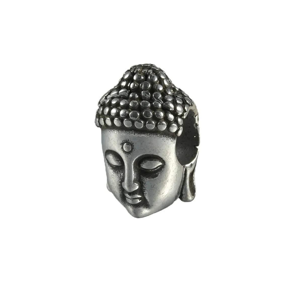 Stainless steel hollow skull Buddha earrings with geometric design and electroplated colour finishes