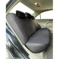 Polyester eyelet fabric universal car seat cover set in black, blue, grey, or red.