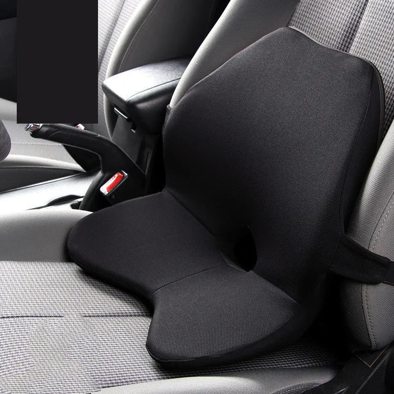Car seat waist support cushion with adjustable straps in a choice of colours