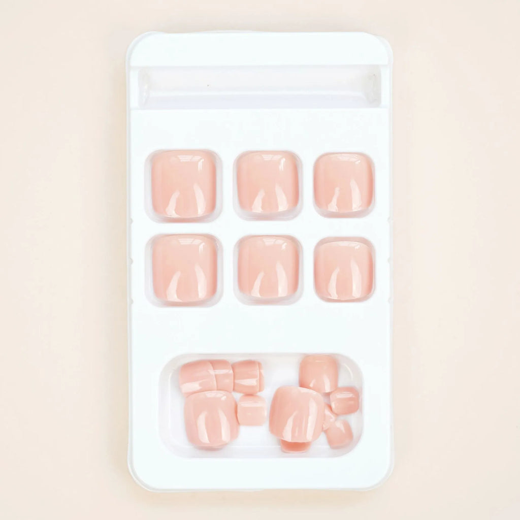 Plastic toe nail stickers set with adhesive glue in skin colour J-52 design