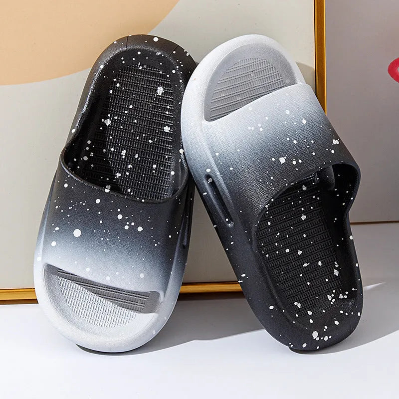 Children's gradient colour PVC slippers with non-slip sole showing European and American styling