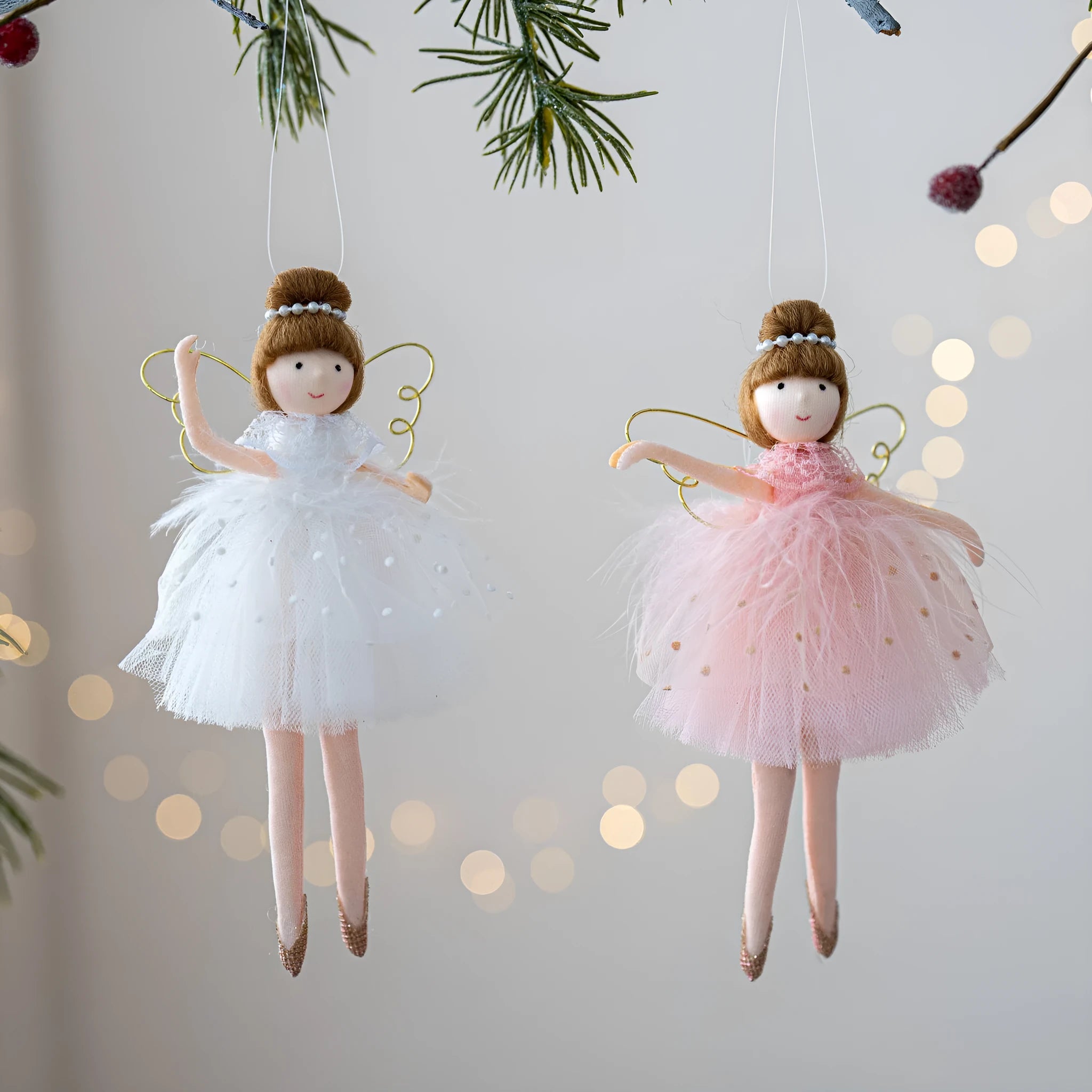 Pink and white cloth ballet angel plush doll pendant with modern simple style