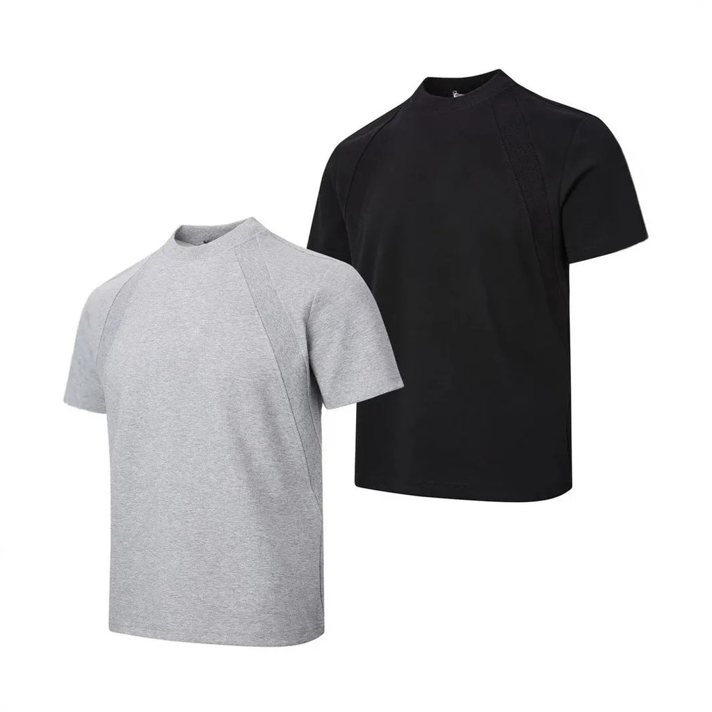 Women's loose fit short sleeve top with air layer stitching detail in polyester fabric