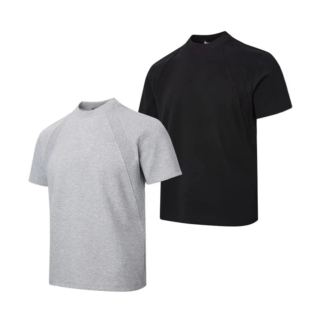Women's loose fit short sleeve top with air layer stitching detail in polyester fabric