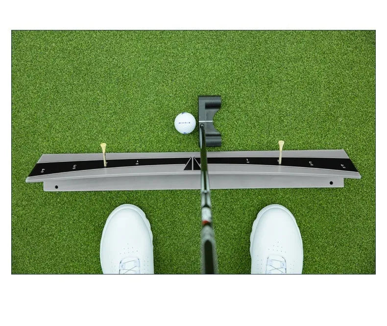 Adjustable golf putter trajectory simulator with PVC construction and push rod balancer