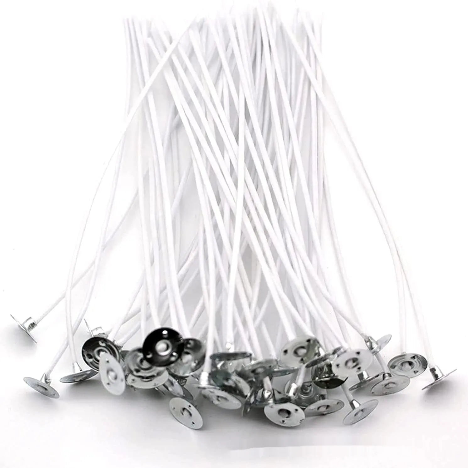 White cotton candle wicks for DIY candle making in three different lengths